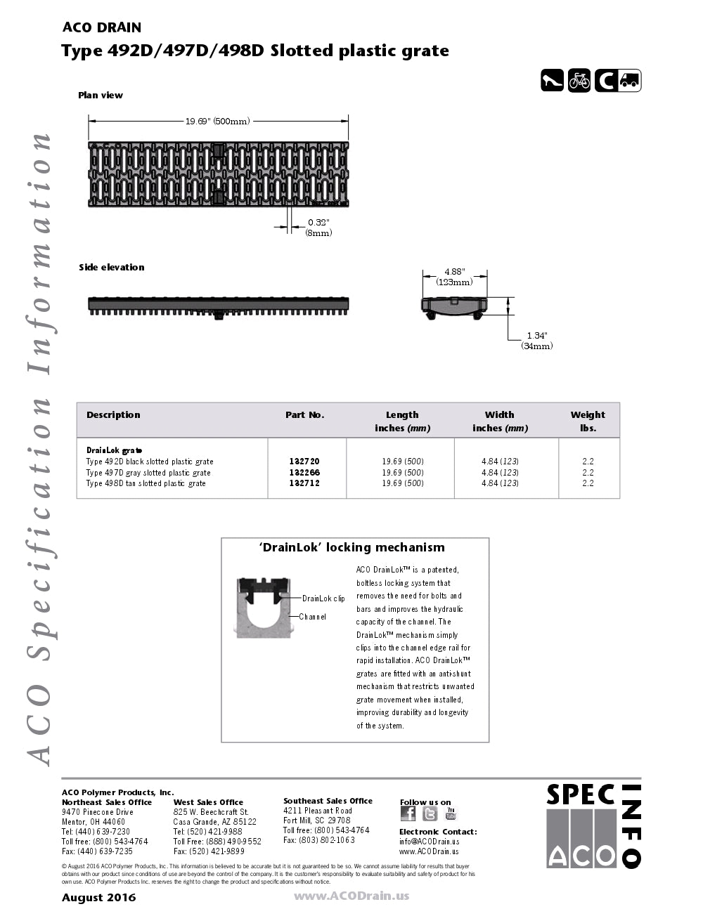 Trinchera Prefabricada de 4" Modelo Plástico Gris Ranurado, Marca Aco México, Quima, 497D, Distribuidor autorizado, Proveedor autorizado, Hoja tecnica, Hoja seguridad, Ficha tecnica